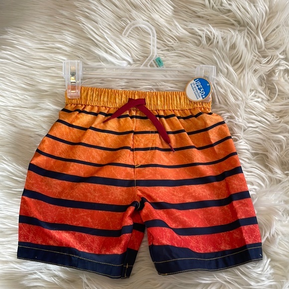 Kidgets orange yellow black striped boys swim trunks swimsuit board shorts SZ 2T - Picture 1 of 17